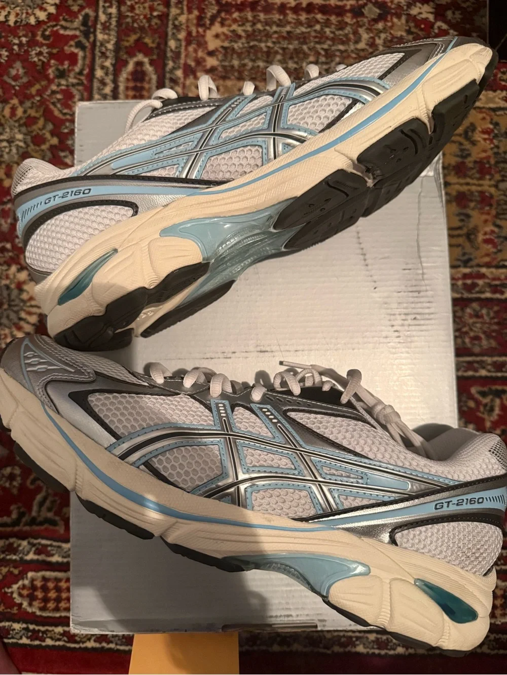 Asics GT-2160 White Pure Silver Men’s Running Shoes - White, Light Blue & Silver